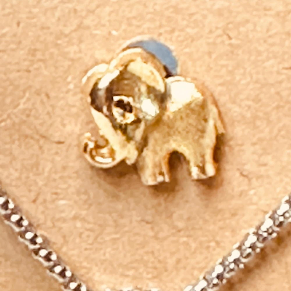 Pewter Elephant Pendant on Silver Tone Chain w/Gold Tone Elephant Lapel Pin Free - Picture 3 of 12